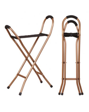 Bastón Asiento Aluminio con 4 Puntos de Apoyo