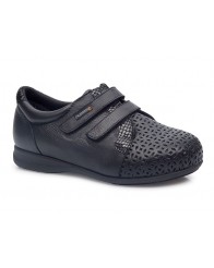 Zapatos para Diabetes Señora Perfilado Floral NEGRO