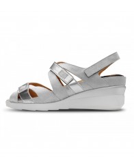 Sandalias con Cuña Plateadas gris