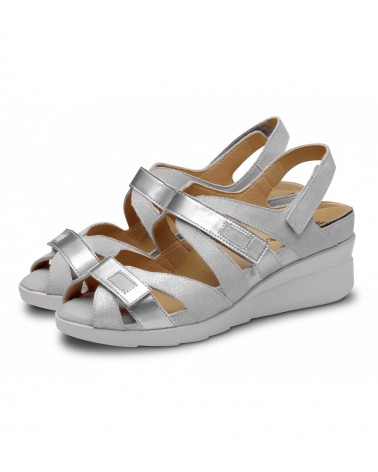 Sandalias con Cuña Plateadas par