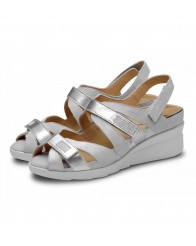 Sandalias con Cuña Plateadas par