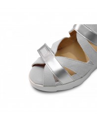Sandalias con Cuña Plateadas punta