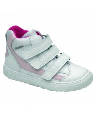 Calzado Infantil de Horma Recta con Cierre de Velcro Rosa y Blanco