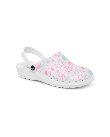 Calzado Zueco Laboral con Estampado Medical Pink