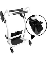 Silla de transferencia con sistema de frenos delanteros y base antideslizante