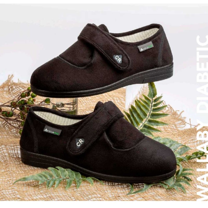 Zapato terapéutico Wallaby Diabetic unisex, sin costuras internas y velcro, ideal para pie diabético.