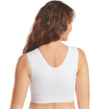 Sujetador/chaleco postoperatorio Sophia de CAREFIX en color blanco, con cremallera frontal y espalda alta.