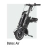 Handbike BATEC AIR de color negro acoplado a una silla de ruedas manual, destacando su diseño ultra compacto.