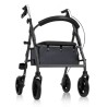 Andador de exterior bariátrico 4200 XL de aluminio en color gris mate con asiento y cesta.