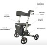 Andador Rollator de aluminio IBILI con 4 ruedas, asiento acolchado, bolsa de almacenamiento y frenos de maneta.