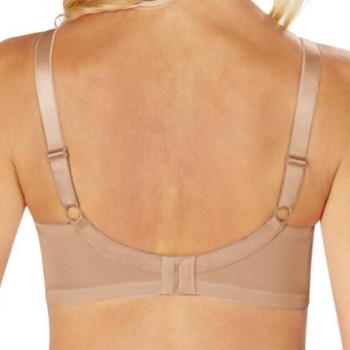 Sujetador sin aros Amoena Nancy con bolsillos para prótesis, encaje floral en el escote y cierre acolchado.