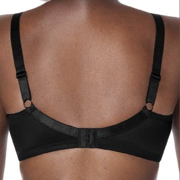 Sujetador sin aros Amoena Nancy con bolsillos para prótesis, encaje floral en el escote y cierre acolchado.