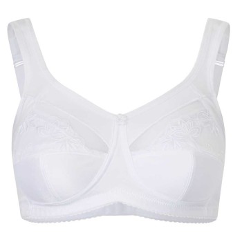 Sujetador para prótesis Femina Confort 511 de encaje, copa dividida en 3 partes, sin aros y tirantes acolchados.