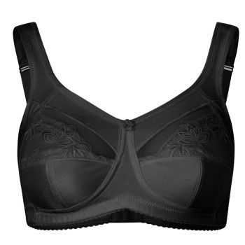 Sujetador para prótesis Femina Confort 511 de encaje, copa dividida en 3 partes, sin aros y tirantes acolchados.