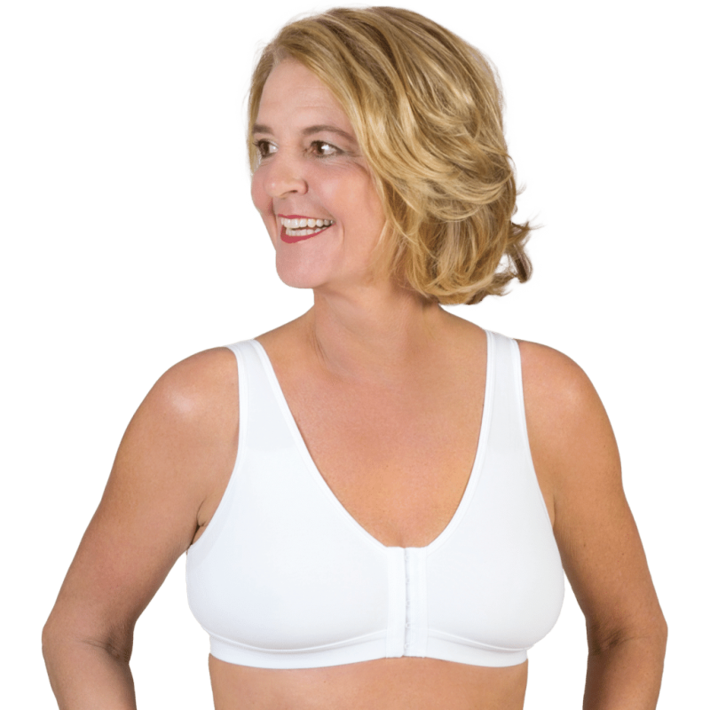 Sujetador de algodón moldeado Molded Leisure 130, sin costuras y con cierre frontal, ideal para post-cirugía.