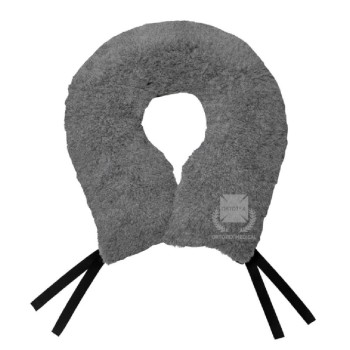 Cojín antiescaras en forma de herradura gris para alivio de presión y soporte de caderas.