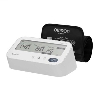 Tensiómetro digital de brazo OMRON M3 Comfort AFib con pantalla y manguito Intelli Wrap.