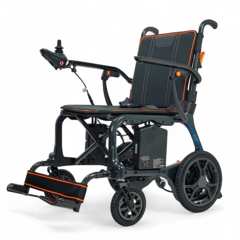 Silla de ruedas eléctrica Libercar Vera ultraligera de fibra de carbono plegable.