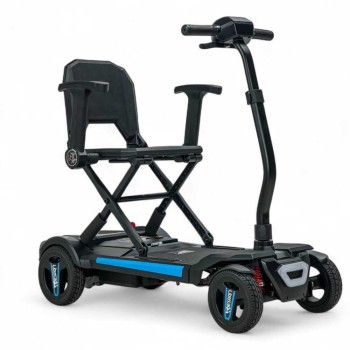 Scooter eléctrico plegable Libercar Zenit de color azul con chasis de magnesio.