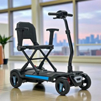 Scooter eléctrico plegable Libercar Zenit de color azul con chasis de magnesio.