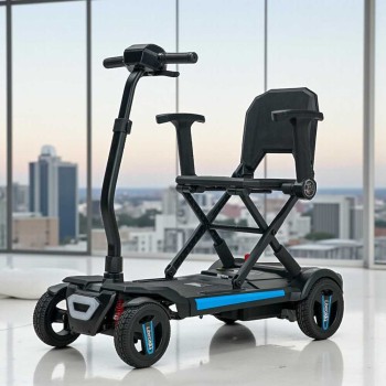Scooter eléctrico plegable Libercar Zenit de color azul con chasis de magnesio.