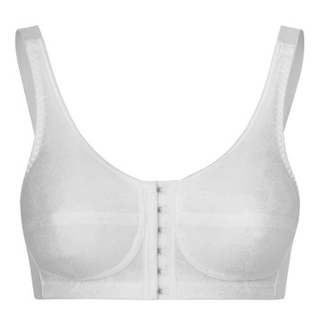 Sujetador para prótesis Easy Fit en color beige con detalle de cierre frontal y diseño de rosas.