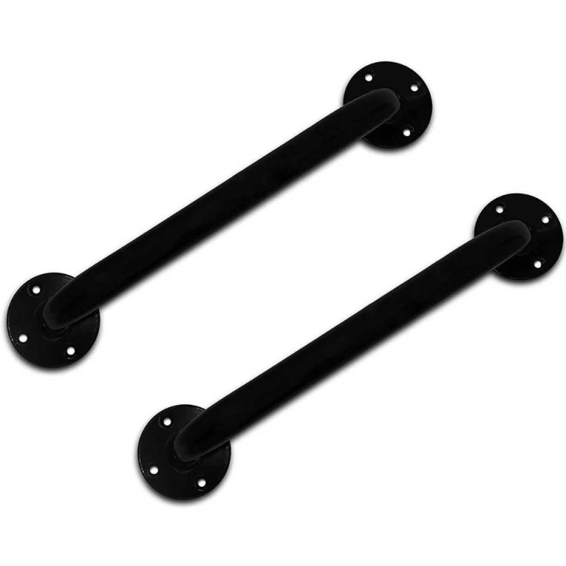 Pareja de asideros de seguridad para baño en color blanco instalados en pared de ducha.