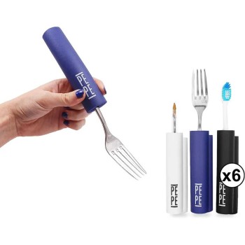 Juego de 6 tubos de espuma de colores azul, negro y blanco para engrosar mangos de cubiertos y utensilios.