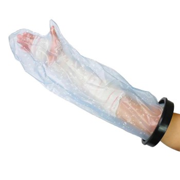 Protector de escayola para antebrazo de adulto con anillo de silicona hermético para ducha.