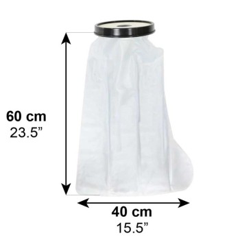 Protector de escayola para media pierna de adulto con anillo de silicona para ducha y baño.