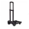 Estructura de trolley plegable CARRY de color negro con ruedas grandes y cuerda elástica de sujeción.