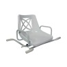 Asiento giratorio Emo para bañera con palanca lateral y reposabrazos integrados.