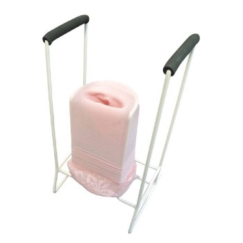 Calzador de medias de compresión Classic con armazón metálico blanco y cómodas asas de espuma.