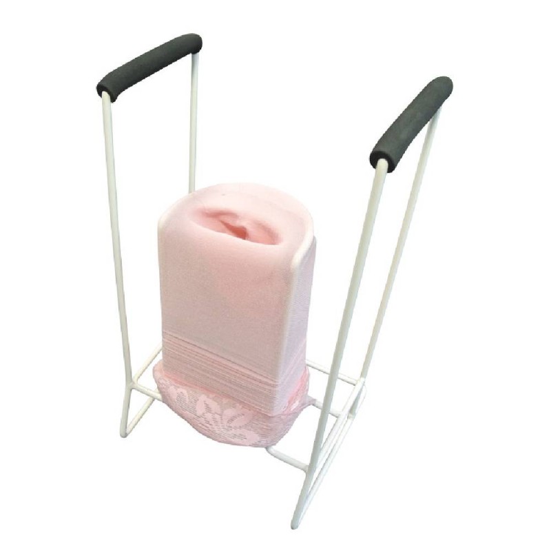 Calzador de medias de compresión Classic con armazón metálico blanco y cómodas asas de espuma.