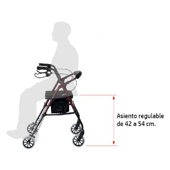 Andador Rollator Ligero Con Asiento Regulable