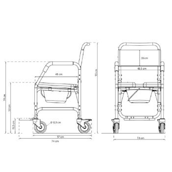 Silla para Ducha y WC con Ruedas