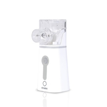 Nebulizador de mano compacto Kyara con tecnología de malla, cuerpo ergonómico blanco