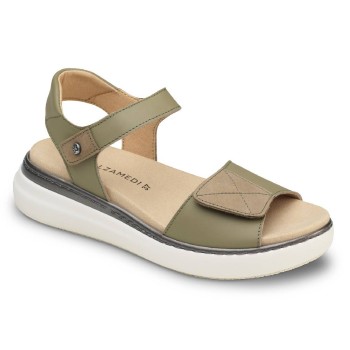 Sandalia de confort para mujer con diseño de ancho especial, dos cierres de velcro ajustables