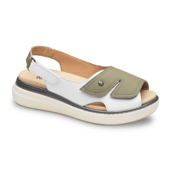 Sandalia de confort para mujer con diseño de ancho especial, dos tiras de velcro ajustables