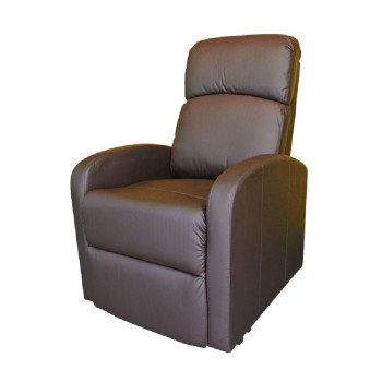 Sillón elevador eléctrico Primo Comfort en posición vertical de ayuda al usuario, con tapicería técnica y mando a distancia