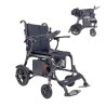 Silla de ruedas eléctrica Kmina con chasis de fibra de carbono, ruedas traseras neumáticas y joystick intuitivo