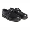 Zapato ortopédico de hombre en piel negra con cierre de velcro, zona superior elástica y suela técnica Microtech.