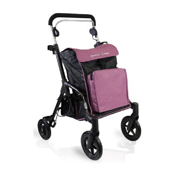 Rollator de aluminio para exteriores modelo Komby con bolsa de compras delantera