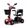 Scooter eléctrico de movilidad Libercar Magnus en color burdeos con cesta delantera, retrovisores, luces LED