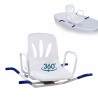 Asiento giratorio para bañera Lago con estructura de acero inoxidable, respaldo de polipropileno blanco