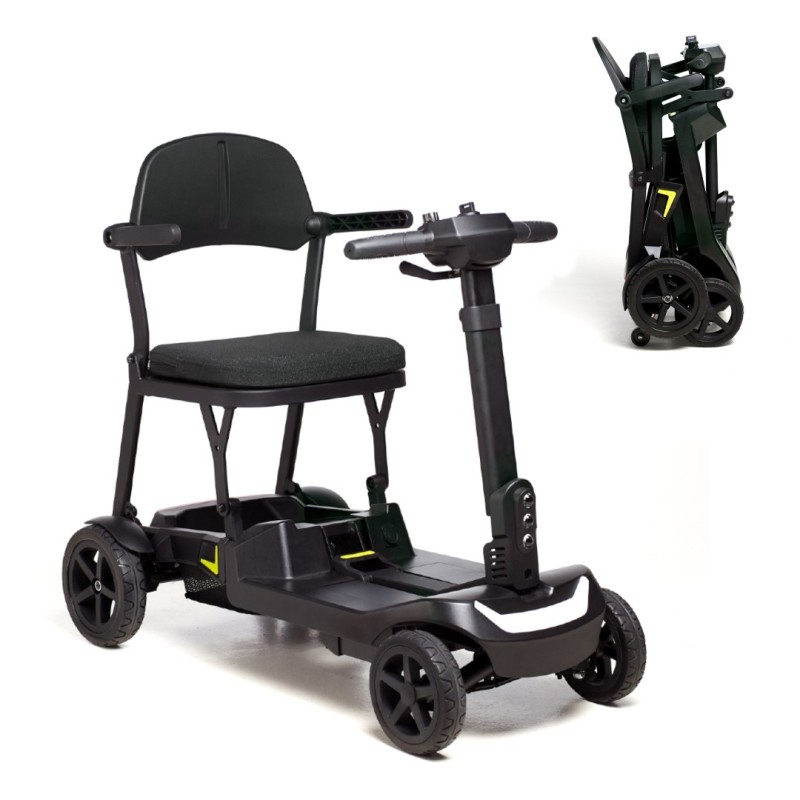 Scooter eléctrico plegable Foldi de color moderno, con chasis ultraligero de 17 kg, luces LED integradas, manillar ajustable
