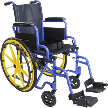 Silla de ruedas infantil autopropulsable de acero con ruedas traseras de 56 cm con dibujo antideslizante