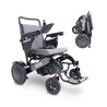 Silla de ruedas eléctrica KMINA plegable en color gris y negro, fabricada en aluminio