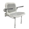 Asiento abatible de ducha modelo LUX montado en pared con respaldo ergonómico