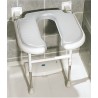 Asiento abatible de ducha en forma de U acolchado de acero inoxidable con patas regulables